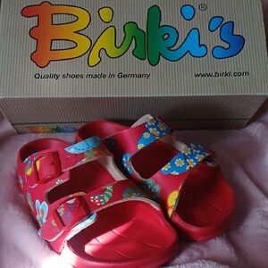 RARE Birki's Kids Cats And Flowers Red Sandals